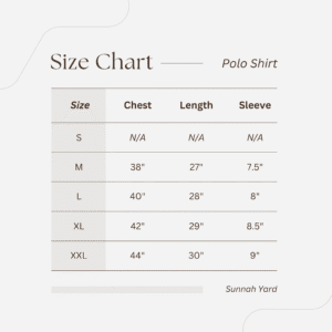 Polo Shirt Size Chart SY500